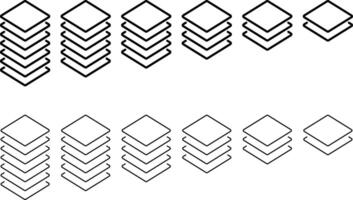 Layer icon set. symbols for architecture. Design technology. Depth of tiers, applied anywhere. Business Presentation symbol vector