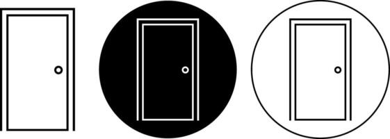 Door icon. Home decorate element. room symbol. Exit doorway simple icons. Push door symbols vector