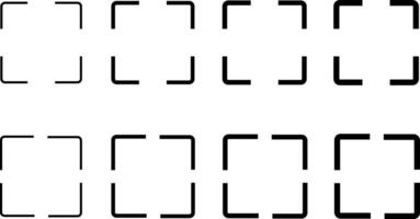 Full screen icon set. Expand size icons. Enlarge screen symbols. Trim view sign. arrows pointing expansion vector