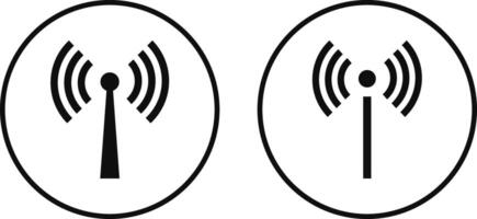 wireless antenna icons set. radio signal communication towers transmitter. receiver wireless signal sign vector