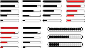 loading bar icon. Download progress. Collection Loading status. Retro Progress Bars. loading bar progress vector