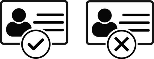 ID Card icon set. badge sign. Employee clerk card proof concept. Pass identity. Badge Symbol. Identification design vector