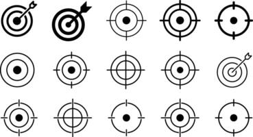 Target icon set. Shooting mark signs. success targeting board. focus line icons. gun sight sign vector
