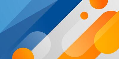 Abstract colorful banner background with blue and orange element color on white background. Trendy geometric shapes pattern design. vector