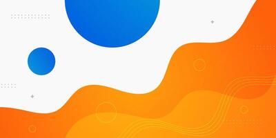 Abstract colorful orange and blue banner background. Trendy wave shapes and circle pattern on white background. vector