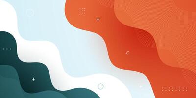Abstract colorful wave fluid banner background. Green and orange fluid pattern on white background. Simple business card design. vector