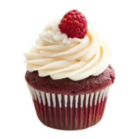 Delicious cupcake with raspberry on top on transparent background png