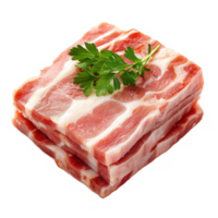 Stack of bacon with parsley on transparent background png