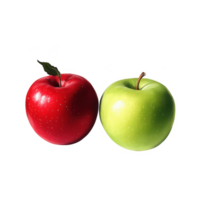 Red and green apples close up view on transparent background png