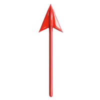 Shiny red arrow pointing upwards on transparent background png
