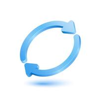 Two arrows blue circulating around refresh icon. Update symbol or download. Isolated on white background. vector