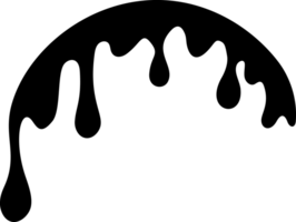 Drips of paint. Black liquid splashes. Silhouette of fluid blobs of sauce caramel and slime. png