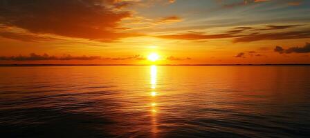 Scenic Golden Sunset Over An Offshore Solar Farm Creating Reflective Patterns On The Calm And Expansive Ocean photo