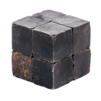 Black Cube Structure with Textured Surface and Sharp Edges png