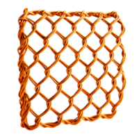 Intricate Orange Chain Link Fence Design with Unique Twisted Styling png
