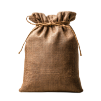 Brown burlap sack tied with string, for various uses png