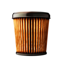 closeup of a Clean Engine Oil Filter with Bright Orange Element and Dark Lid png