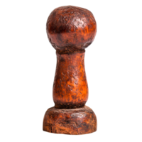 Rustic wooden object with a spherical top and textured base for artistic display png