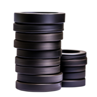 Stacked Black and Gray Circular Objects with Smooth Design png