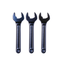 Set of Three Black Wrenches for Mechanical and Maintenance Tasks in Various Sizes png