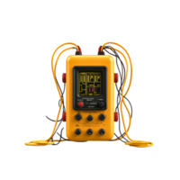 Detailed Vintage Electrical Device with Display Screen and Colorful Cables png
