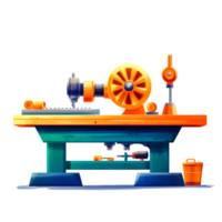 Colorful Workshop Lathe with Tools and Accessories for Woodworking and Metalwork png
