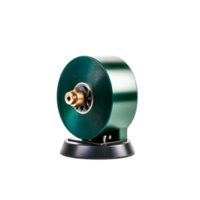 Green and Silver Model Engine on Black Base with High Precision Design Elements png