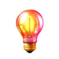 Bright Red Light Bulb with Glittering Glow and Warm Illumination Effect for Design png