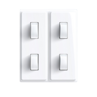 White Light Switch Panel with Four Toggle Switches Clean Background png