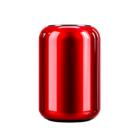 Glossy red cylindrical container plain background with reflections and shadows png