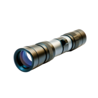 Compact Black and Silver Telescope with Adjustable Focusing and Clear Lens png