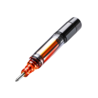 Sleek and Modern Transparent Pen with Orange Ink Cartridge and Glossy Finish png