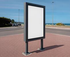 advertising display stand in the city white photo