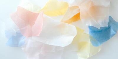 Colorful layers of translucent tissue paper with pastel hues photo