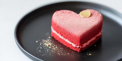 Minimalist heart shaped cake with velvet texture for romantic occasions photo