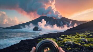Capturing Volcanic Landscape Sea Turtles with Lens Scenic Photography photo
