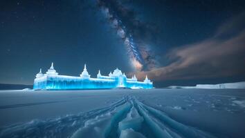Ice Structure Glowing Under the Night Sky with the Milky Way photo