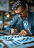 asset manager creating asset allocation for high-net-worth client portfolio photo