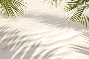 dreamy sand texture with faint shadows of palm leaves, empty space layout, photo