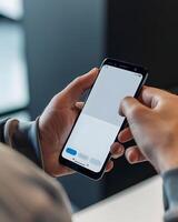 Person using a mobile payment app on a smartphone to make a contactless purchase convenience photo
