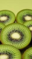 Close up view of fresh kiwi slices, showcasing the beautiful textures and colors. photo
