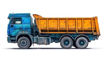 Heavy Duty Dump Truck Ready for Construction Work on a Sunny Day Showing its Strength and Durability in Transporting Materials on the Construction Site photo