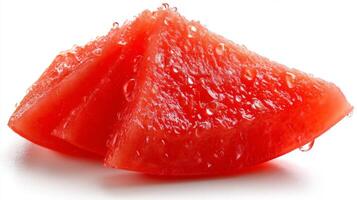 2 Juicy Red Watermelon Slices on White Background photo