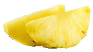 2 Slices of Ripe Yellow Pineapple Isolated on White Background photo