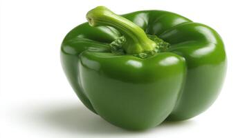 Vibrant Green Bell Pepper Isolated on White Background photo