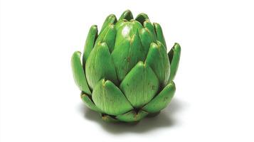 Bright Green Artichoke Isolated on White Background photo