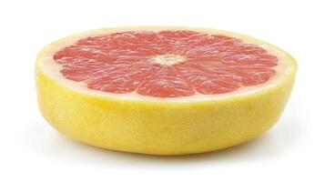 Bright Yellow Grapefruit Slice on White Background photo