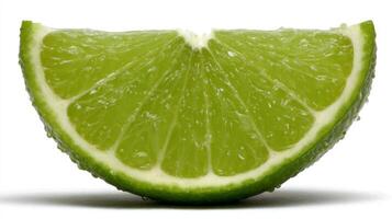 Close up of a Ripe Green Lime Slice on White Background photo