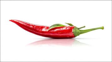Closeup of a Fresh Red Chili Pepper on White Background photo