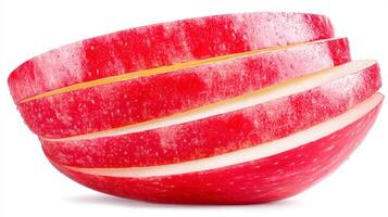 Closeup of Four Sliced Red Gala Apples on White Background photo